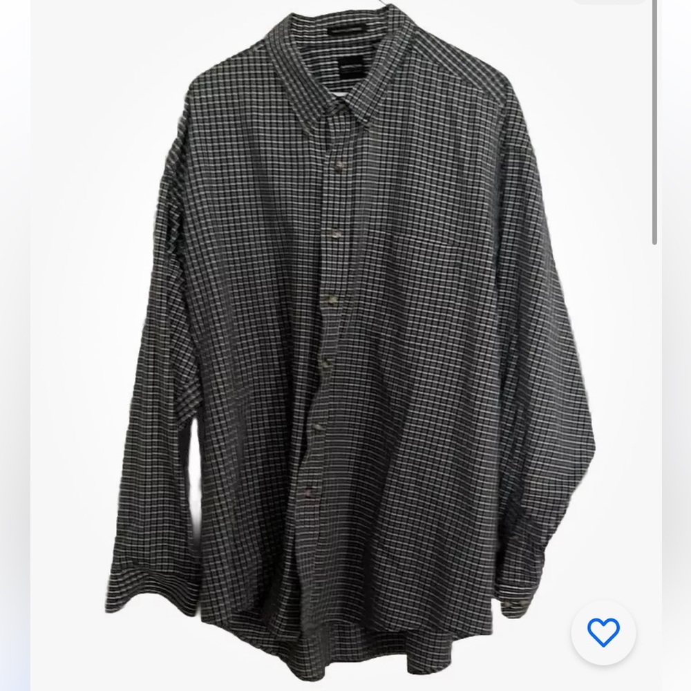 Arrow Wrinkle Free Men’s Long Slv Green Check Button Down XXL w/ Front Pocket